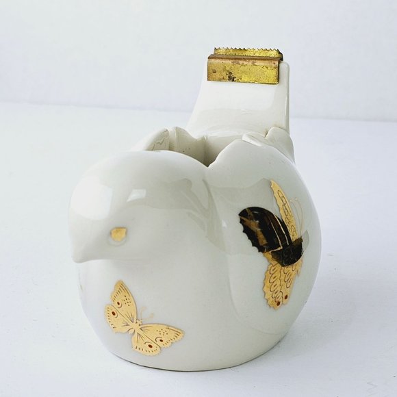 Vintage Takahashi San Francisco Bird Tape Dispenser Figurine w/ Gold Butterflies - Picture 6 of 11